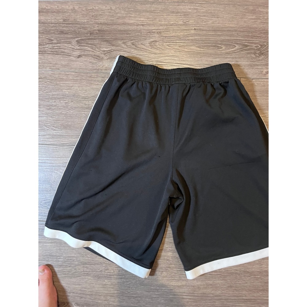 Adidas Boys XL 18/20 Athletic Shorts Black White Stripes Mesh Gym Sports